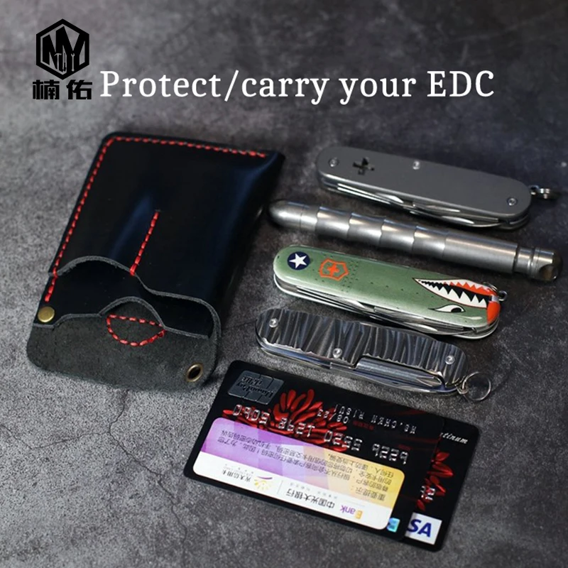 1 шт. EDC портативный пояс кожаный мешок для хранения ID карты держатель ручка складной нож чехол для бумажника открытый инструмент для хранения