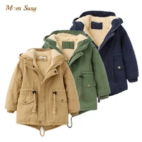 baby girl boy hooded jacket thick fur inside toddler teen windbreaker coat winter warm baby outwear clothes 2 16y