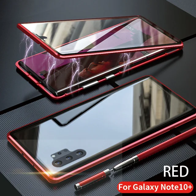 Red 360 двусторонний полное покрытие Магнитный чехол для samsung A50 чехол с уровнем твердости 9H закаленное Стекло чехол для samsung A70 чехол для A40 A20 S8 S9 S10 - Цвет: Red