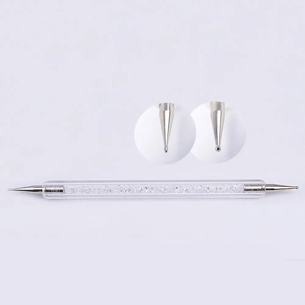 

2 Sets 2 Way Nail Art Dotting Pens Crystal Transparent Painting Draw Brush Dotting Pen Professional Nail Art Tool