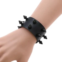 punk spike bracelet studded rock biker wide strap vegan leather bracelet wristband for men women gothic emo rock armbands