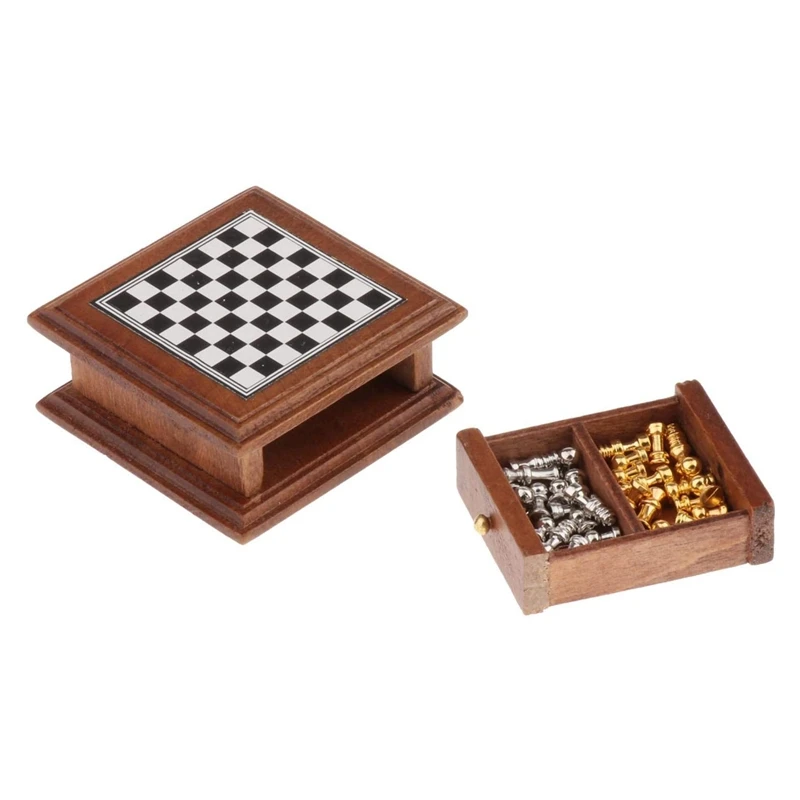 

1:12 Dollhouse Miniature Checkerboard Table Games for Dollhouse Decoration Toys Christmas Gifts