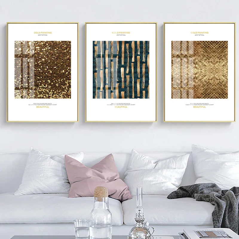 

Abstract Luxury Golden Geometry Poster Aestheic Modern Decorative Prints Wall Painting Home Interior Restaurant Canva Picture