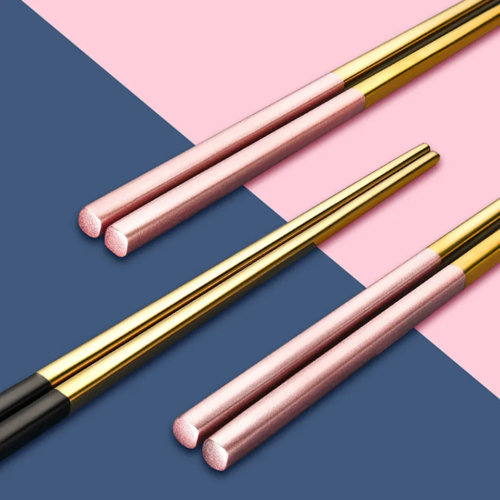 3 пары цветных и стильных многоразовых палочек для еды из нержавеющей стали