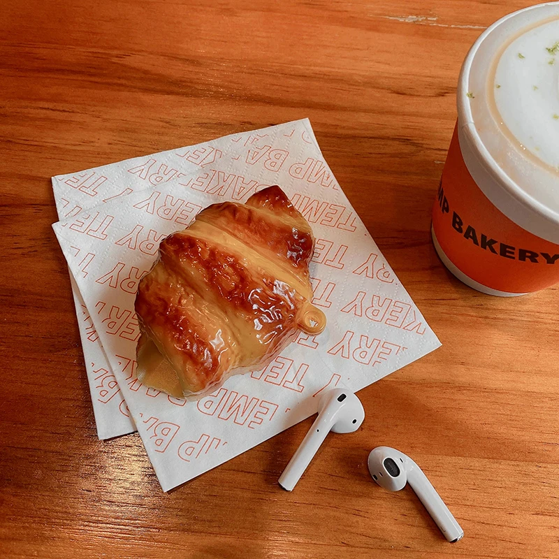 

Food Bread 3D Case For AirPods 1 2 Pro Charging Box Croissant Soft Silicone Wireless Bluetooth Earphone Protective Cover Coque