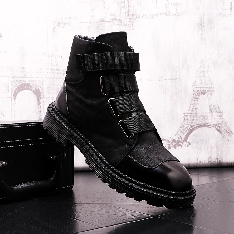 

High quality men shoes high tops punk sneakers Hip hop men height Increasing shoes ankle boots chaussure homme