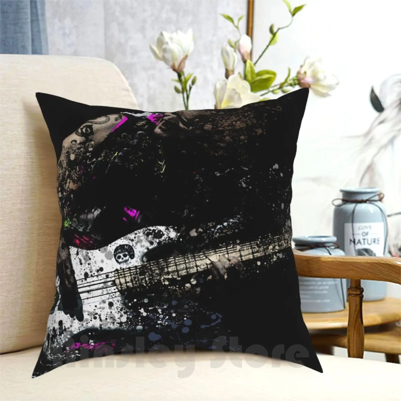 

Exploding Bassist Pillow Case Printed Home Soft DIY Pillow cover Bass Bas Bassplayer Musician Music Guitar Flea