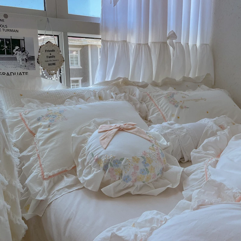 Хлопковое покрывало с вышивкой молочным ароматом для девушек 1 5/1 8 м | Дом и сад