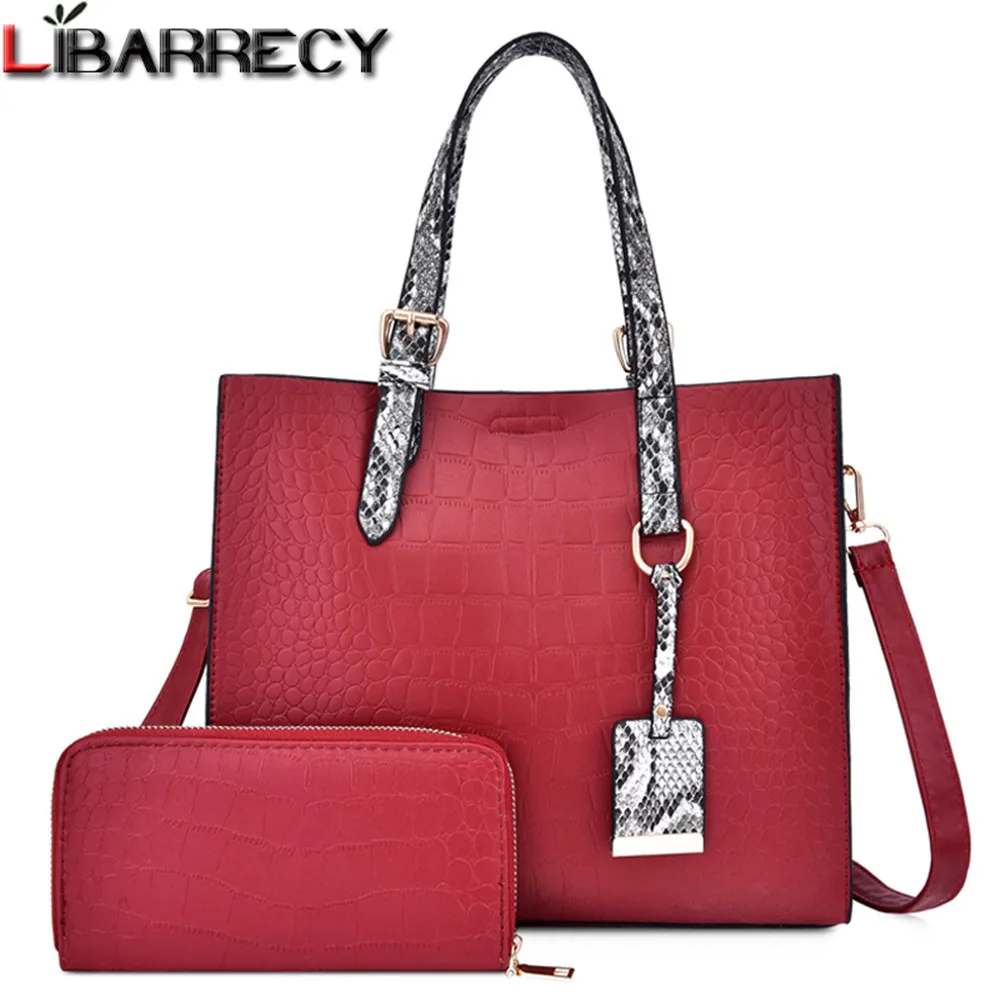 

Женские сумки с крокодиловым узором, дизайнерские качественные кожаные сумки из 2 шт./компл., композитные сумки 2020, женская сумка-мессенджер ...