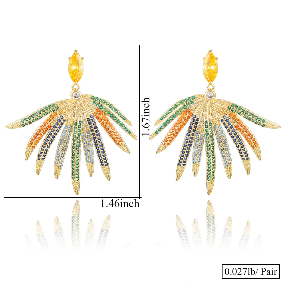 

SISCATHY 2020 Charms Shiny Feather Dangle Earring African Dubai Elegant Drop Earrings Jewelry For Women Bridal Wedding Party