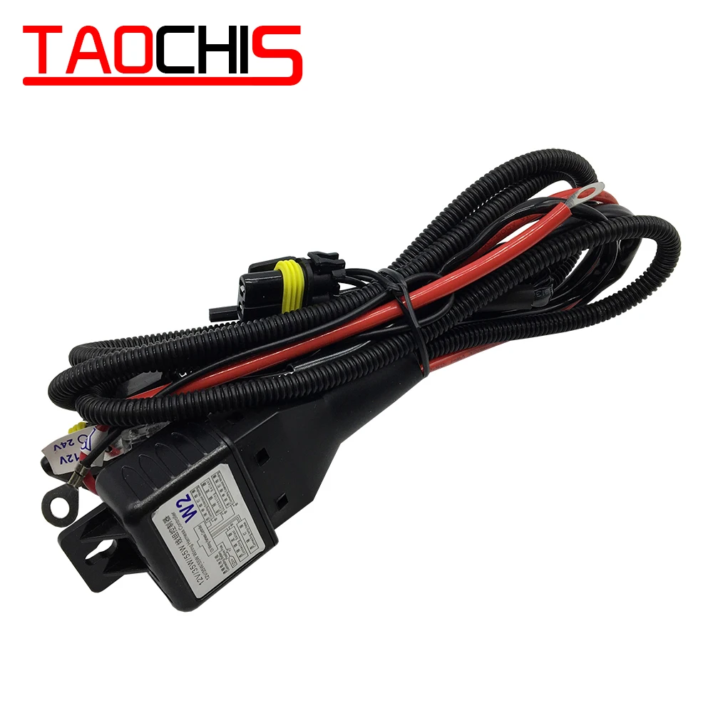 TAOCHIS-controlador de arnés de cableado H4, 12V, 35W, 55W, control de relé para HELLA 3R G5 3/5 KOITO Q5 WST, Cable de lente de proyector