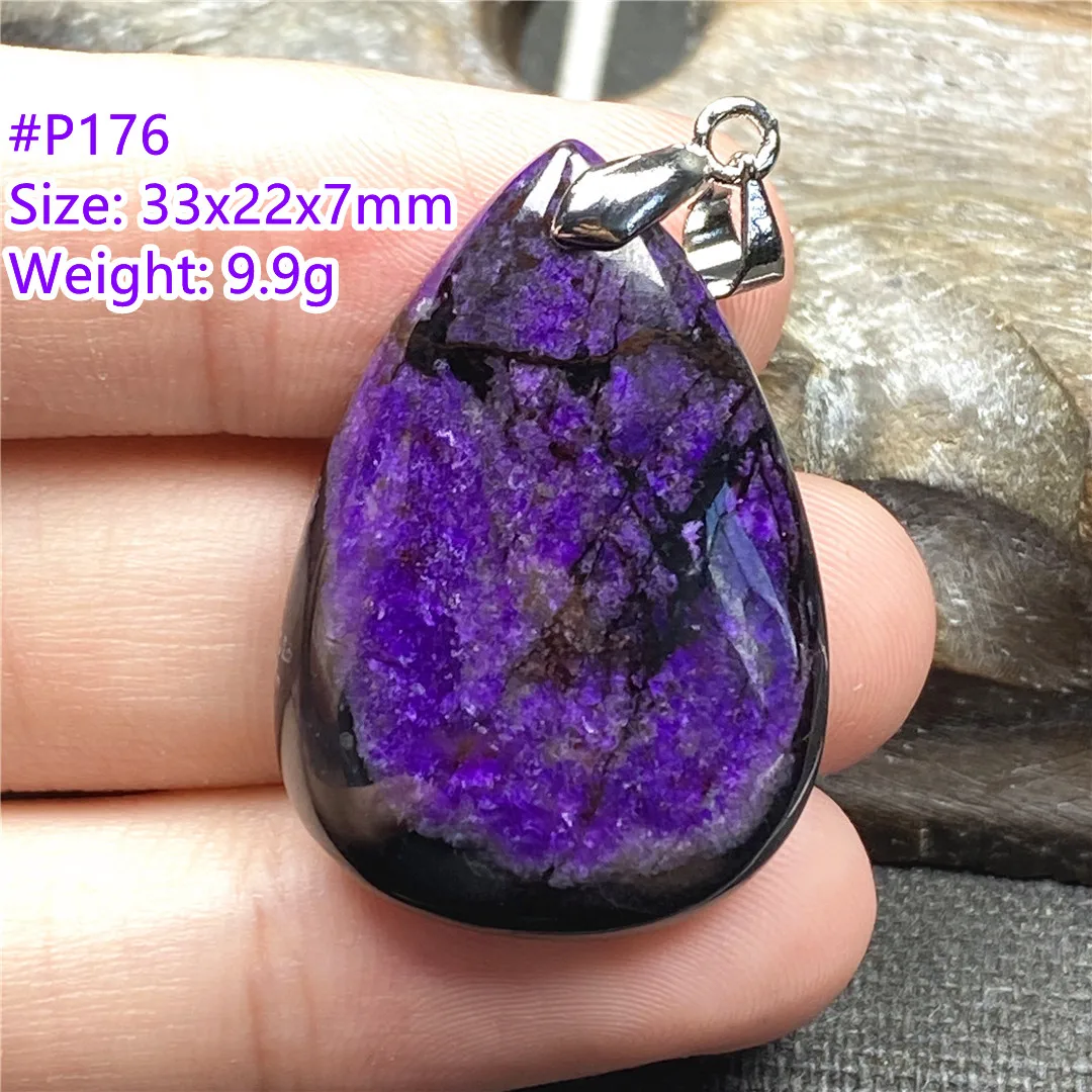 

Natural Sugilite Pendant Jewelry For Women Men Healing Purple Crystal 33x22x7mm Beads Silver Anticancer South Africa Stone AAAAA