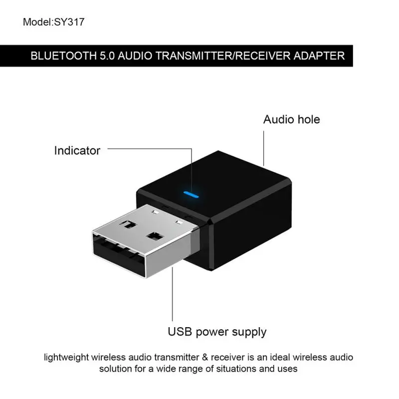2 в 1 USB беспроводной Bluetooth 5 0 Ontvanger Zender адаптер 3 мм разъем для АВТО музыкальный