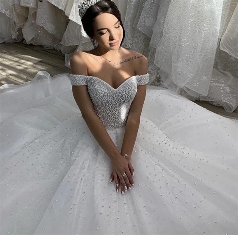 

Off Shoulder Short Sleeve Sweetheart Ball Gown Backless Applique Lace Wedding Dress Bride Gown Vestidos De Novia robe mariée