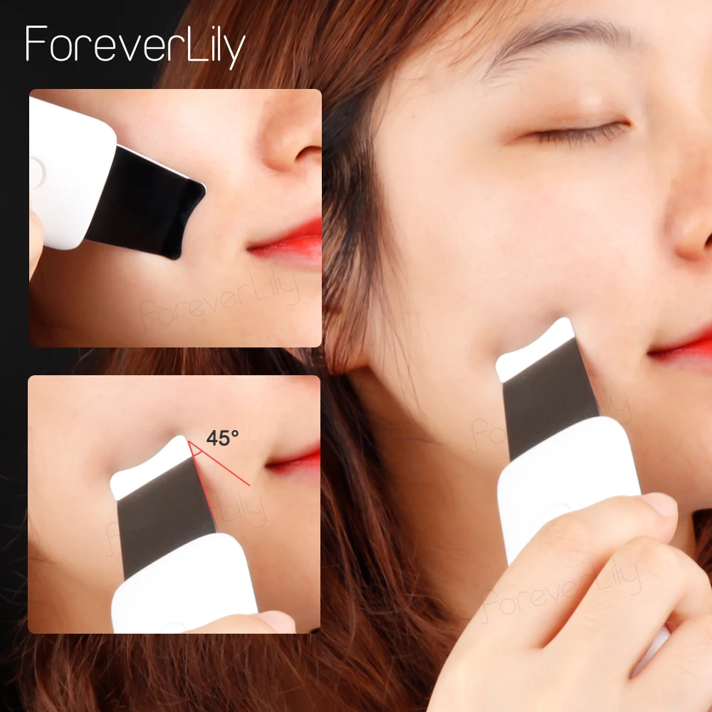 Rechargeable Ultrasonic Face Skin Scrubber Facial Cleaner Peeling Vibration Blackhead Removal Exfoliating Pore Tools | Красота и