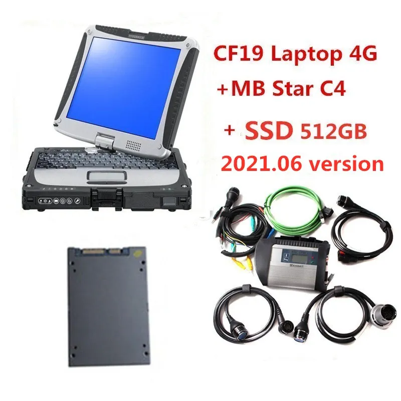 Top Quality MB Star C4 Multiplexerwith CF19 Laptop 2021.06 SD Connect Software DTS Monaco+Vediamo SSD 512GB Diagnostic system | Автомобили