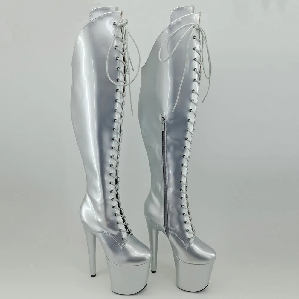 Босоножки Leecabe женские на платформе блестящие сандалии серебристого цвета