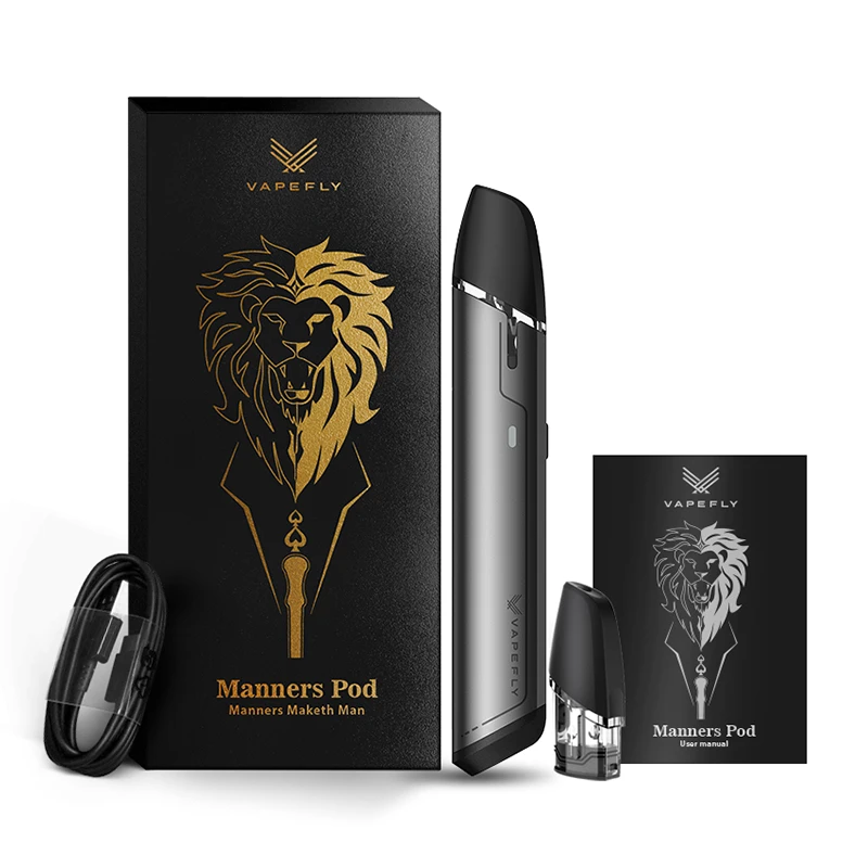 

Vapefly Manners Pod Kit 650mAh Built-in Battery 2ml Cartridge 1.0ohm 1.4ohm Mesh MTL Coil Electronic Cigarette Vape Pen Kit