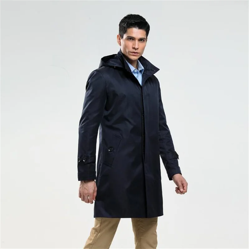 

Mens Trench coats man men long clothes slim fit overcoat long sleeve spring autumn new designer england hooded korean