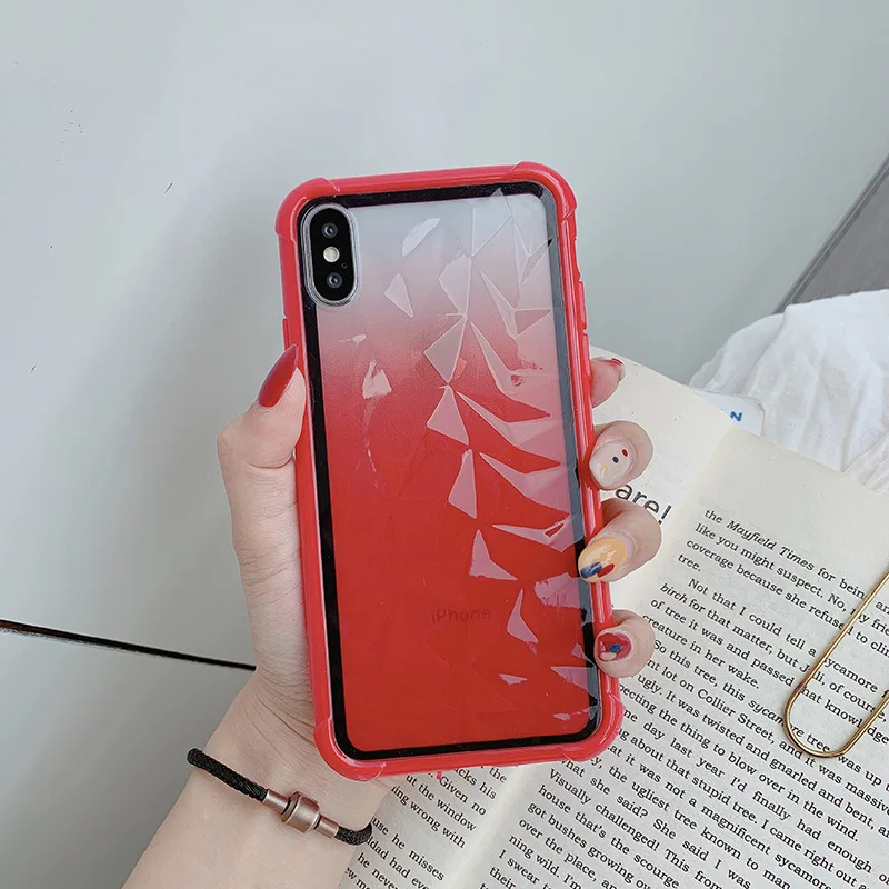 Модный прозрачный противоударный чехол для телефона iPhone 11 Pro Max X XS XR XS Max 8 7 6 6S Plus мягкая защитная задняя крышка - Цвет: Красный