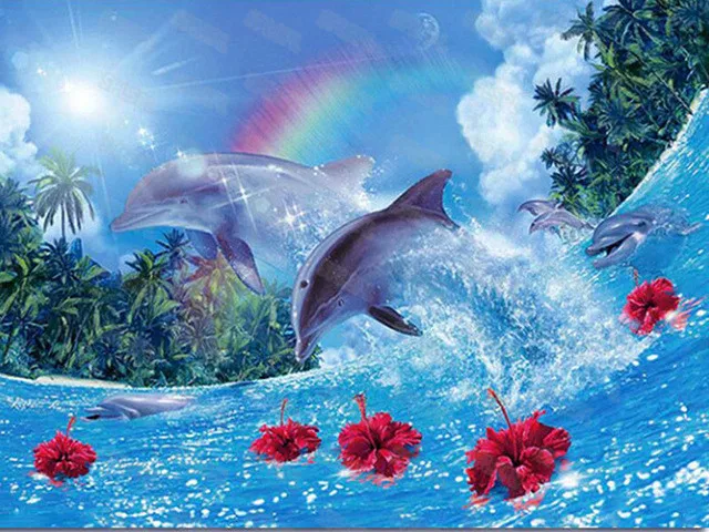 

Diy Diamond Painting Underwater World Marine Life Aquarium Trained Whale Blue Whale Animals Lovers Bedroom Decoration Painting