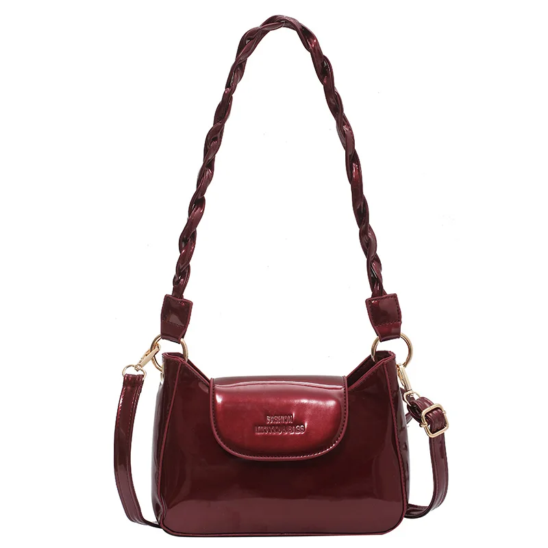 

Fashion Small Shoulder Bags for Women Weave Strap Crossbody Flap Messenger Bag Purse Solid Color Female Handbag PU Leather Pouch