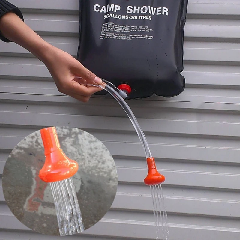 

5 Gallons/20L Solar Shower Bag Portable Outdoor Camping Heating PVC Beach Camp Water Shower Bag with Hose Shower Head