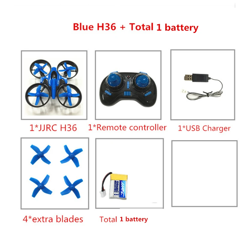 Blue 1 Радиоуправляемый вертолет JJRC H36 мини-Дрон 2,4 ГГц 6-Axis Gyro Безголовый режим один ключ возврата RC Квадрокоптер с дистанционным управлением VS JJRC H8 мини H20 Дрон - Цвет: Blue 1