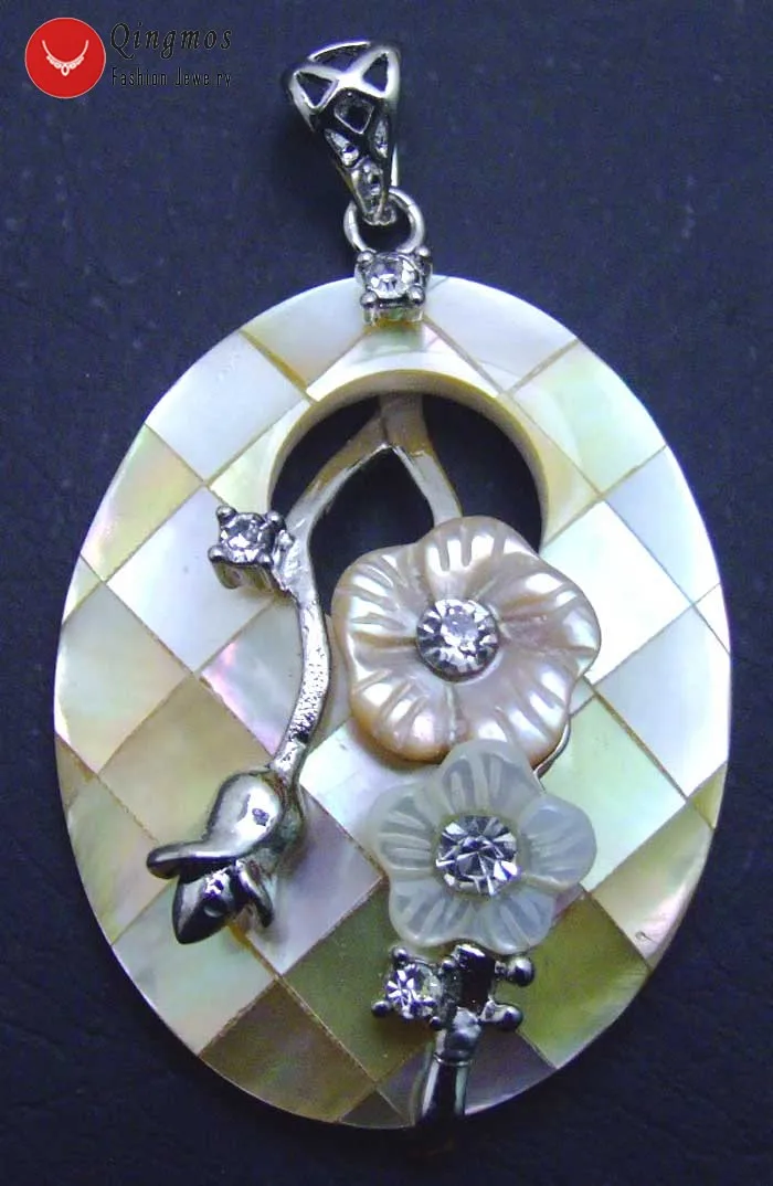 Qingmos модный 30*40 мм Кулон ромба ожерелье для женщин с белым натуральным морем