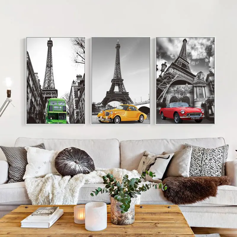 Современный городской пейзаж башня Парижа Buliding Холст плакат художественное