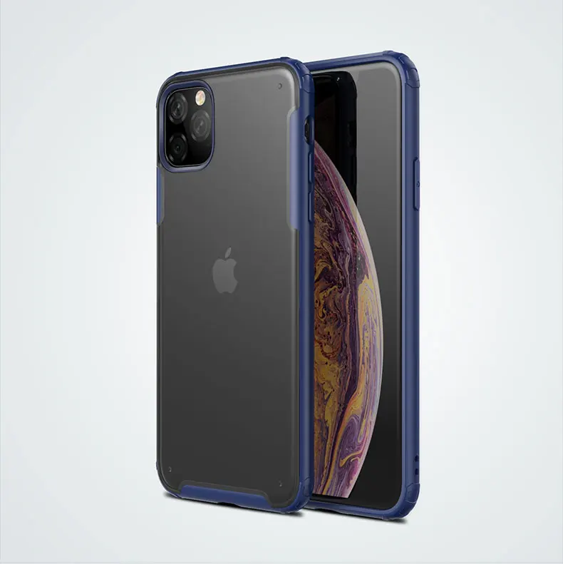 blue Для Apple iphone 11 Чехол Мягкий силикон+ Жесткий PC матовый прозрачный противоударный чехол для iphone 11 Pro Max iphone 11 11Pro - Цвет: blue
