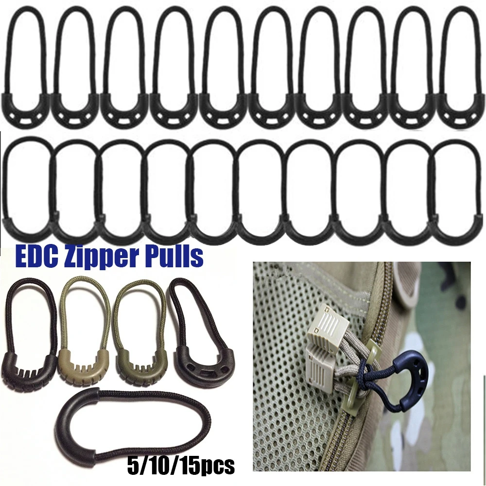 5PCS Replacement Zip Puller Suitcase Tent Backpack Zipper Pull Ends Lock Zips Bags Clip Buckle Travel Clothing Outdoor Tools | Спорт и