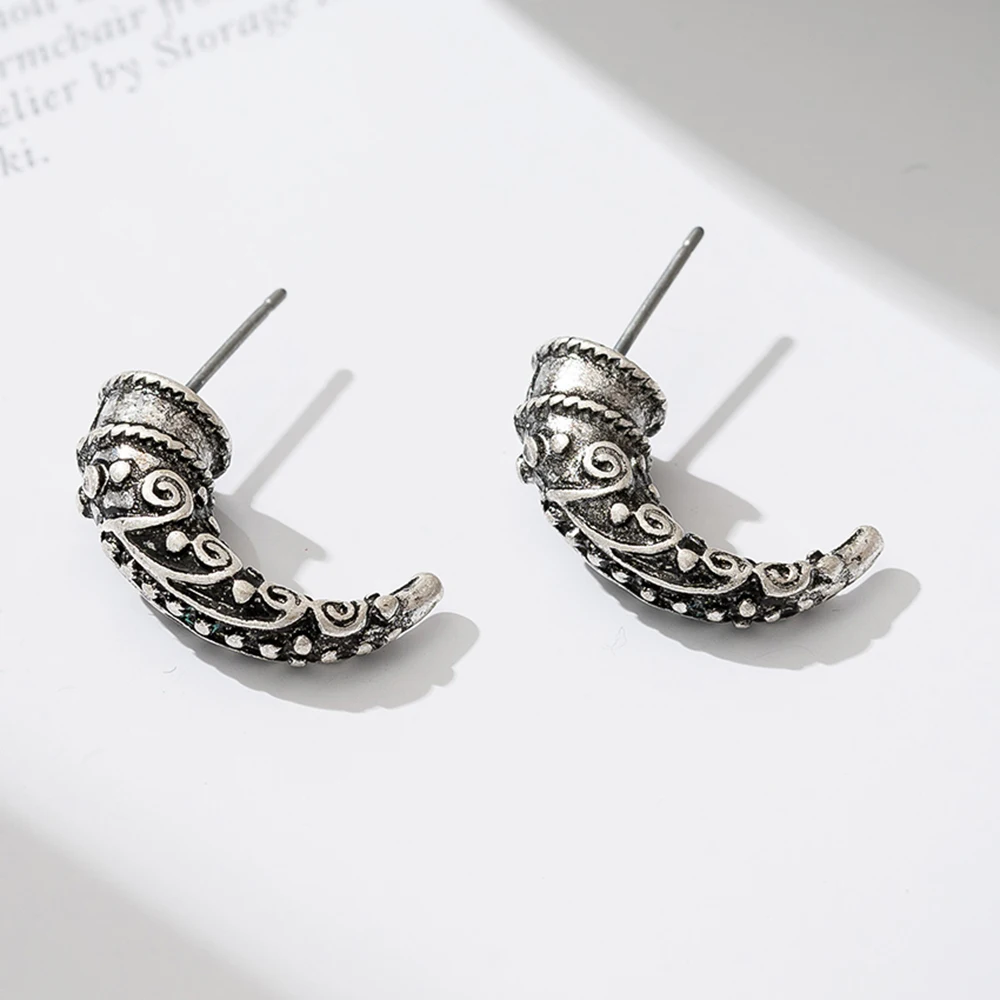 

statement horn Ethnic vintage men jewelry stud earrings