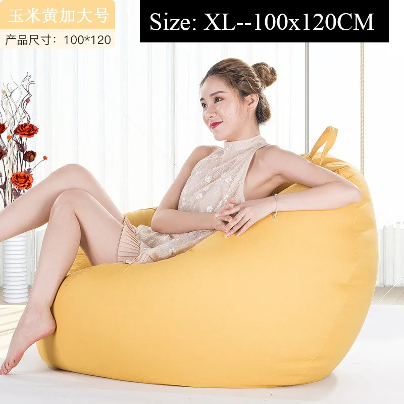 XL Бобы мешок диван без наполнителя Pouf слоеного дивана хлопковая льняная одежда уютное кресло-мешок диваны гостиная шезлонг сиденье татами, мебель - Цвет: XL