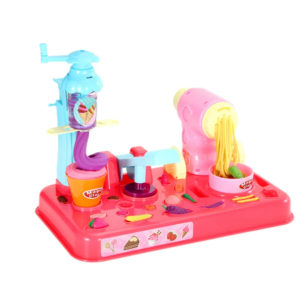 

Funny Kids Pretend Role Play Christmas Gifts Mini Kitchen DIY Create Ice Cream Noodles Clay Children Pretend Education Toys gift