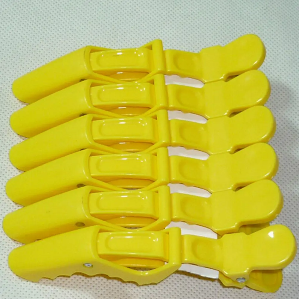 yellow 6 шт. заколки для волос, Профессиональный парикмахерский клюв, секционные заколки, крокодиловые шпильки, парикмахерские инструменты для ухода за волосами - Цвет: yellow