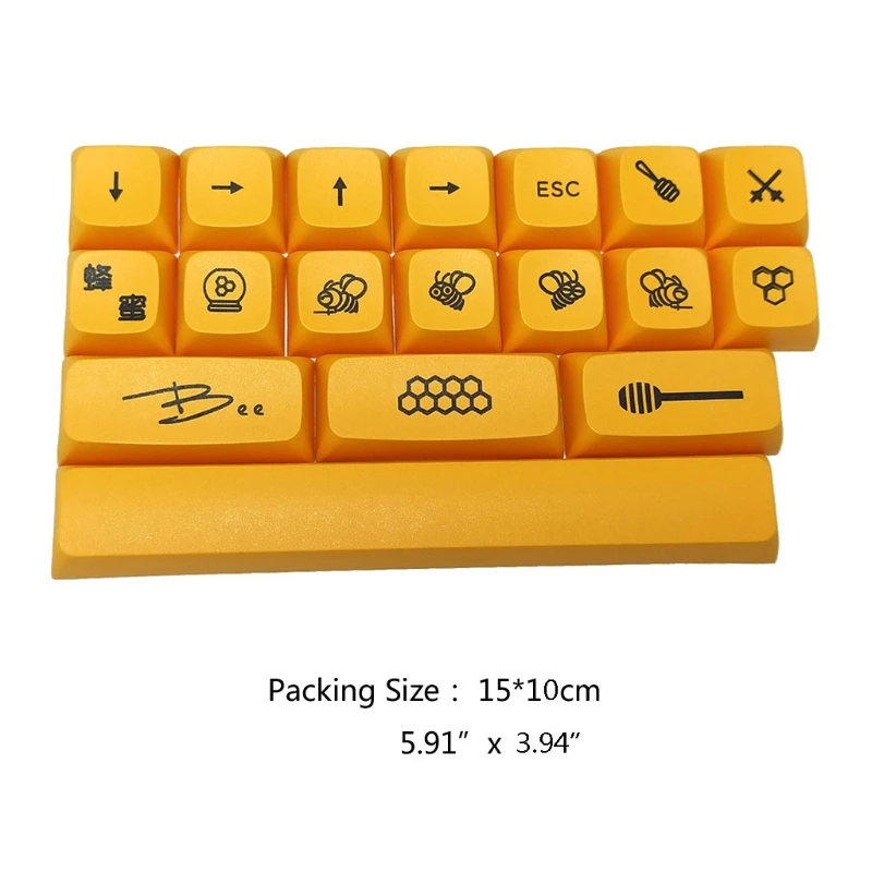 Honey Milk Mechanical Keyboard Keycaps 17PCS XDA Profile Dye Sub Bee Key Cover for Cherry MX GK61 64 84 96 images - 6