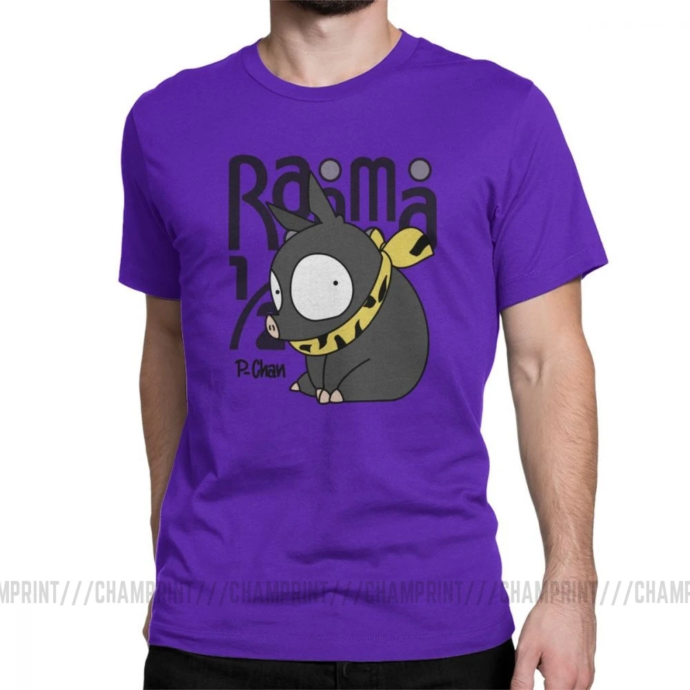 Men's P Chan Ranma 12 T Shirt Anime Akane P Chan Rumiko Martial Japanese Pig Cotton Short Sleeve Tees Birthday Present T-Shirt - Цвет: Фиолетовый