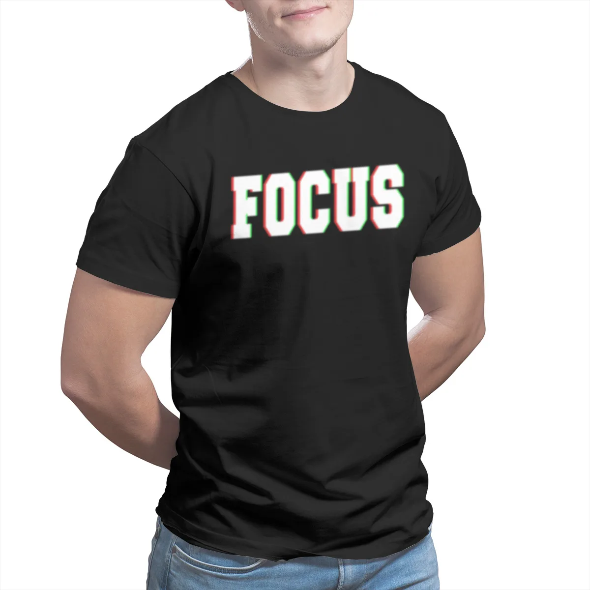 

Focus if you can Men's T-shirt Black Couples Matching Punk Short Sleeve Graphic T-shirts T-shirt 31786