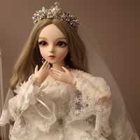 13ball jointed doll bjd doll doris gifts for girl handpainted makeup fullset fairy tale princess doll with crown wedding dress