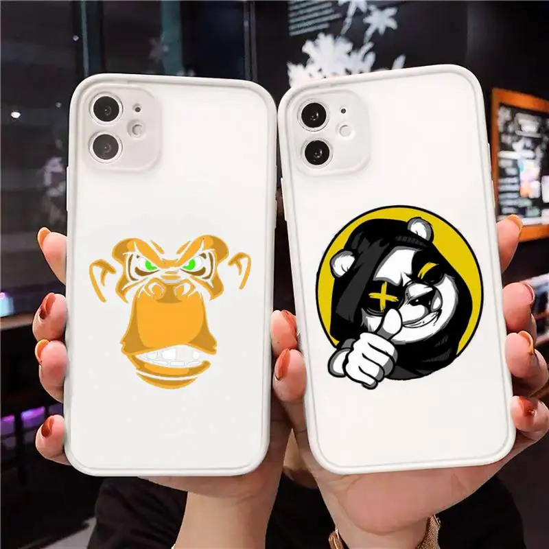 

Animal art panda gorilla bear Phone Case For iPhone 12 11 Mini Pro XR XS Max 7 8 Plus X Matte transparent White Cover