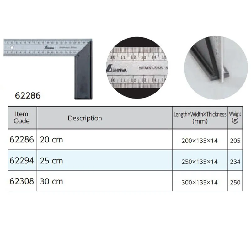 Квадратная линейка SHINWA с пингвином поворотная из нержавеющей стали на 90 градусов