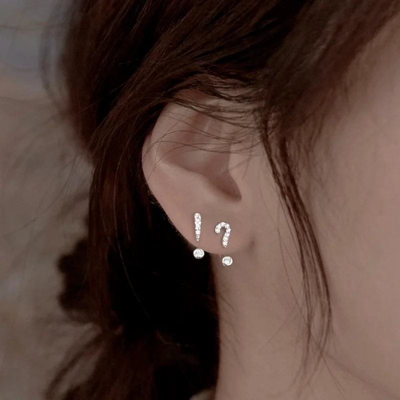 

925 Sterling Silver Question Mark Stud Earrings Female 2021 New Trend Simple And Small Design Small Korean Jewelry Accessories