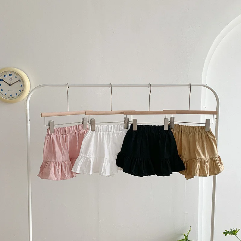 

Keelorn Girls Casual Short Pants 2021 New Summer Kids Girl Solid Ruffles Shorts Korean Fashion Children Loose Cotton Clothing