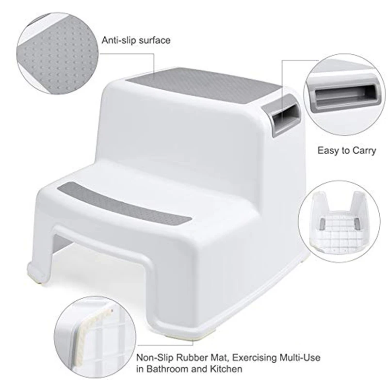 Wide+2 Step Stool For Kids Toddler Toilet Potty Training Slip Resistant Soft Grip Safe As Bathroom And |