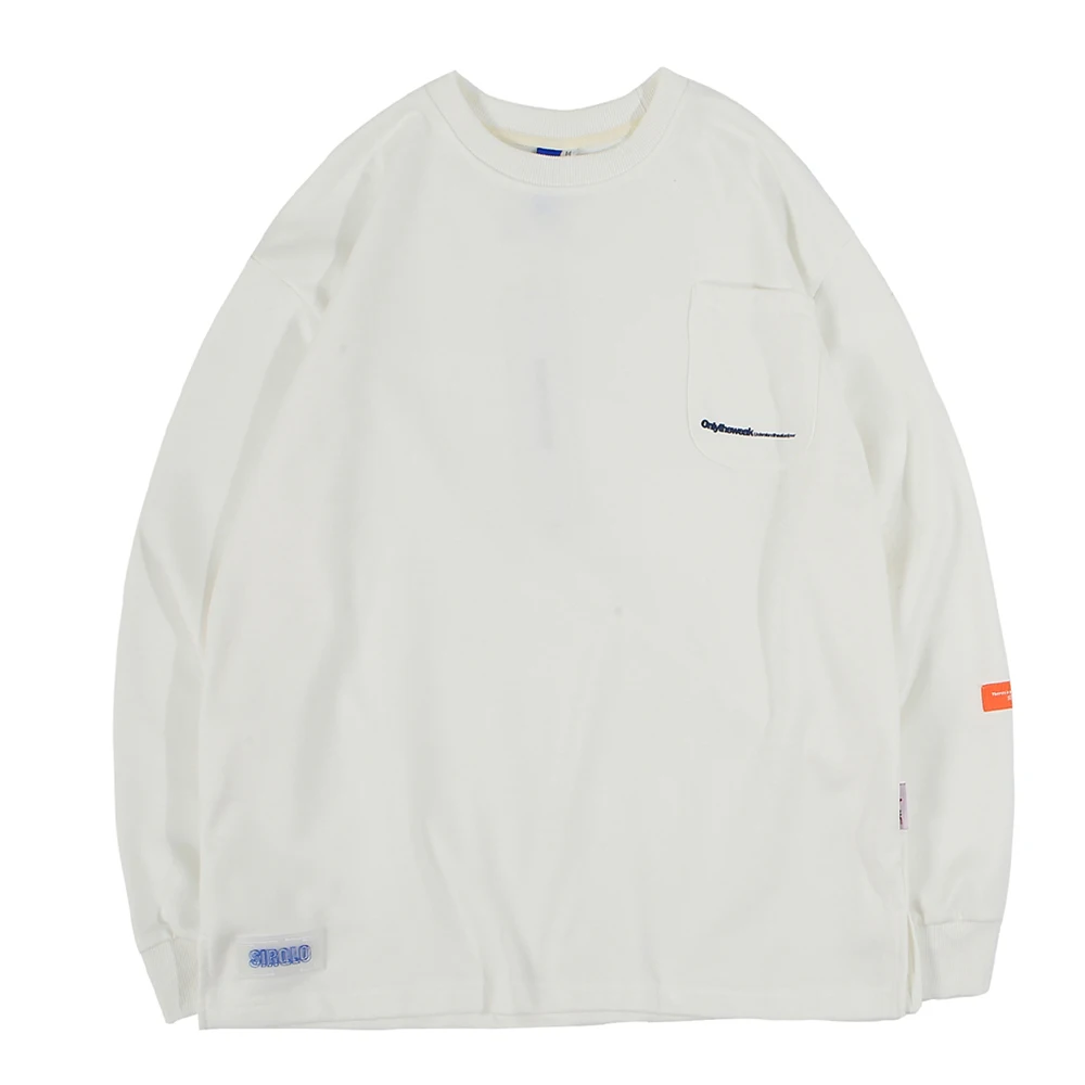 Дизайнерская футболка с длинным Oversize однотонная Casual винтажная Tshirt лонгслив