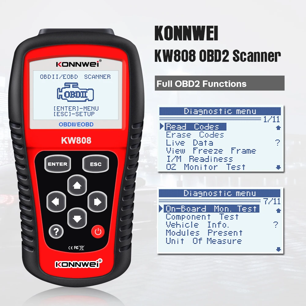 Автомобильный сканер KONNWEI KW808 OBD 2 автомобильный диагностический OBD2 инструмент