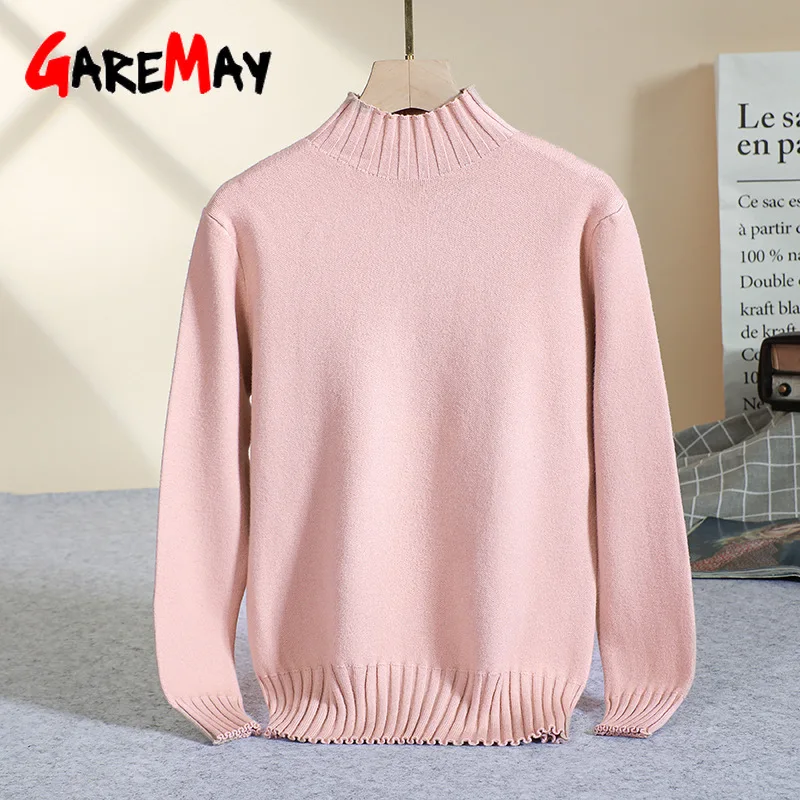 Knitwear Sweater Female Winter 2020 New Women Pullovers and Sweaters Black Pink Knitted Warm Slim Jumper Soft Ribbed Pullover | Женская