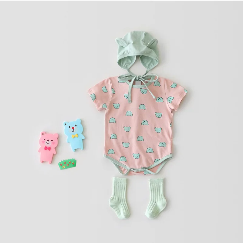 Летний Боди с короткими рукавами для малышей рисунком короткий рукав твердый