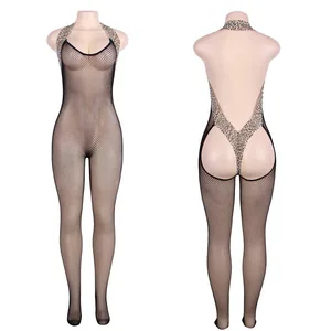 Сексуальные прозрачные сетчатые боди с открытой ягодицей и леопардовым краем, чулки, стринги, боди с открытой спиной, боди, нижнее белье